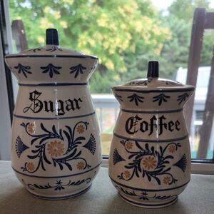 Vtg 1950s Royal Sealy Heritage Japan Sugar and Coffee Canisters